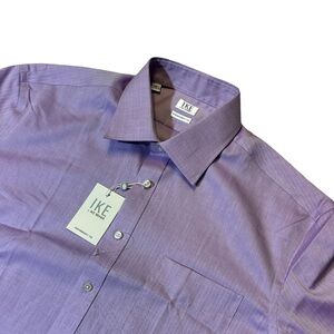 NEW Ike Behar mens 17 34 lavender purple performance 100 cotton dress shirt NWT